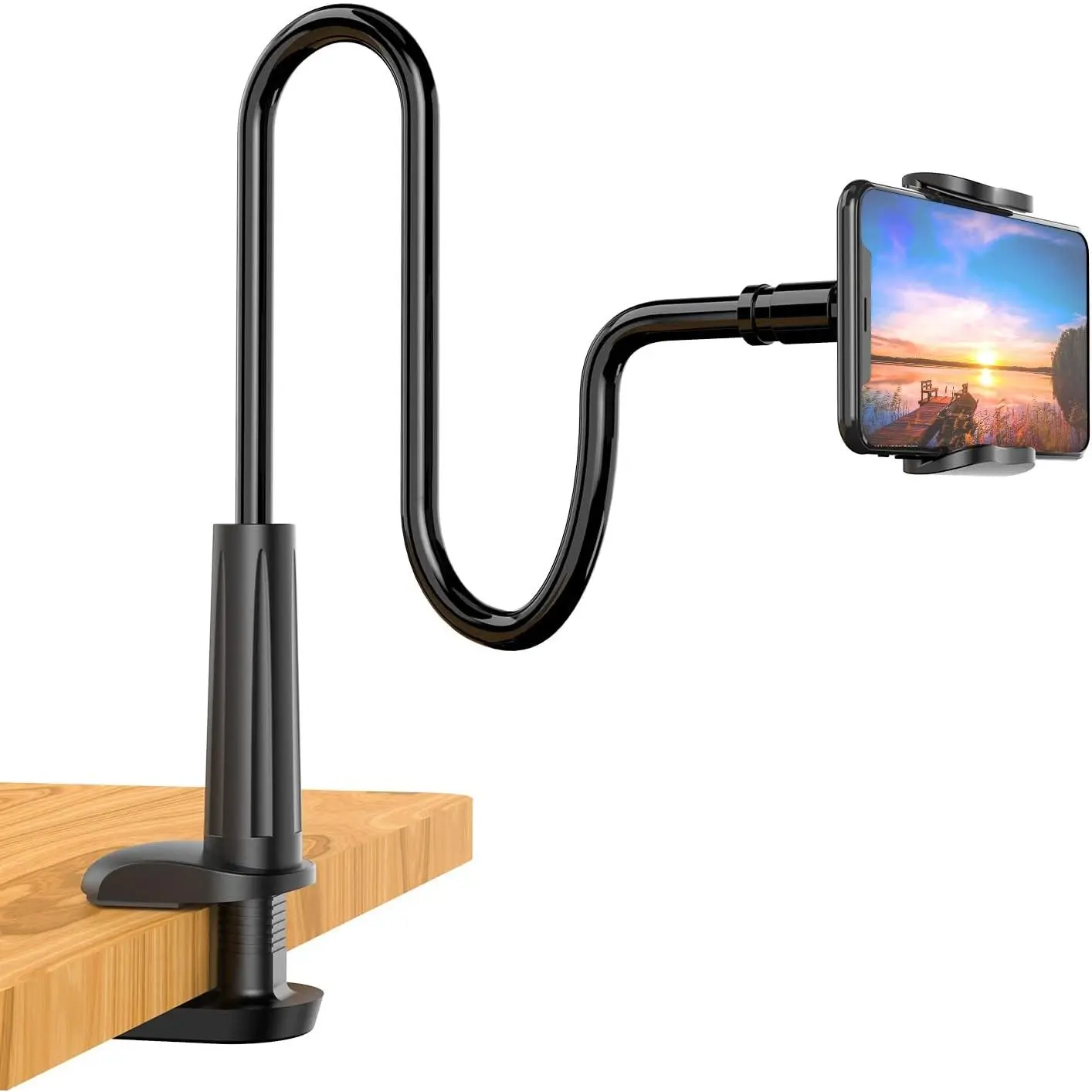 Phone Holder Bed Gooseneck Mount - Flexible Arm 360 Mount Clip Adjustable Bracket Clamp Stand Compatible with Cell Phone 11 Pro XS Max XR X 8 7 6 Plus 5 4, Samsung S10 S9 S8 for Bedroom Desk, Accessories, Mobile