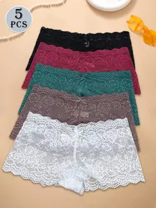 5-Pack Lace Women's Lingerie, Bow Pattern, Comfortable, Fashionable and Elegance, Ideal for Daily Wear, Perfect Gift Choice
