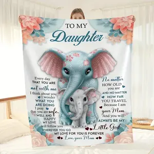 To My Daughter Letter & Floral Print Warm Nap Blanket, 1 Count Soft Warming Throw Blanket, Air-conditioned Room Blanket for Home & Office, Machine Washable Blanket