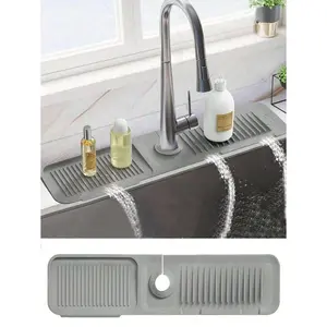 1pc Silicone Water Drain Mat Kitchen/ Bathroom Sink Splash Guard Anti-Slip Surface Pad/ Rack