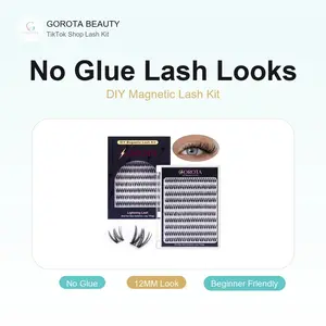 Gorota self-adhesive segmented eyelashes, 12 mm C curl natural-style segmented false lashes, suitable for everyday refined makeup looks