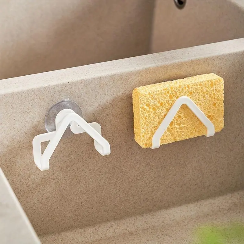 2pcs, Sponge Holder With Suction Cup, Plastic Sink Caddy, Organizer For Bathroom Kitchen, Quick Drying