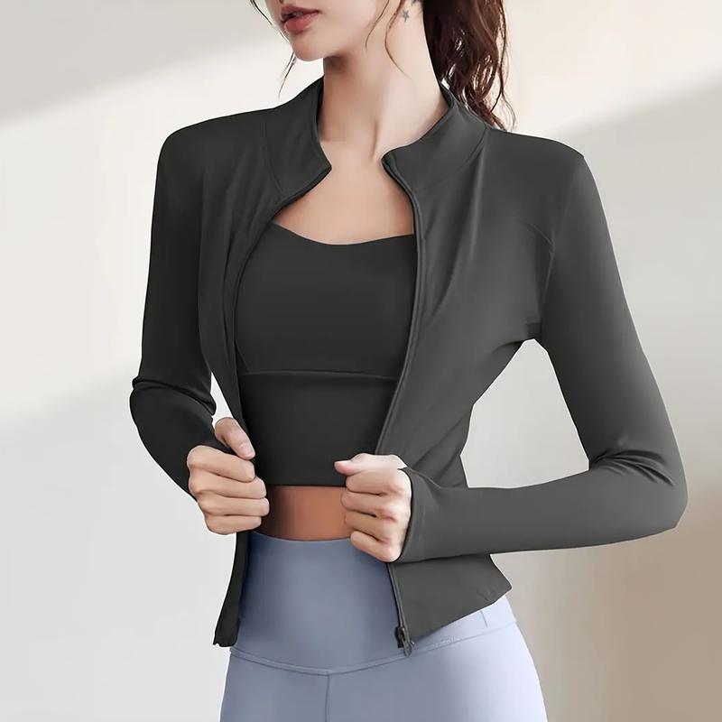 Womens Running Jackets Athletic Workout Scrub Jacket Track Full Zip Up Gym for Women Yoga Top Springfresh