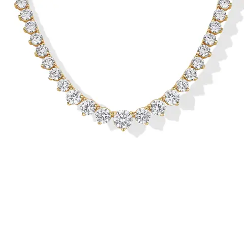 PAVOI 14K Gold Plated Bridal Tennis Necklaces  - Graduated Gold Tennis Necklace with Cubic Zirconia - Trendy Fashion Wedding Jewelry