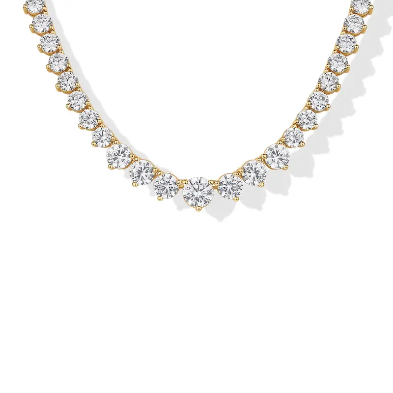 PAVOI 14K Gold Plated Bridal Tennis Necklaces - Graduated Gold Tennis Necklace with Cubic Zirconia - Trendy Fashion Wedding Jewelry