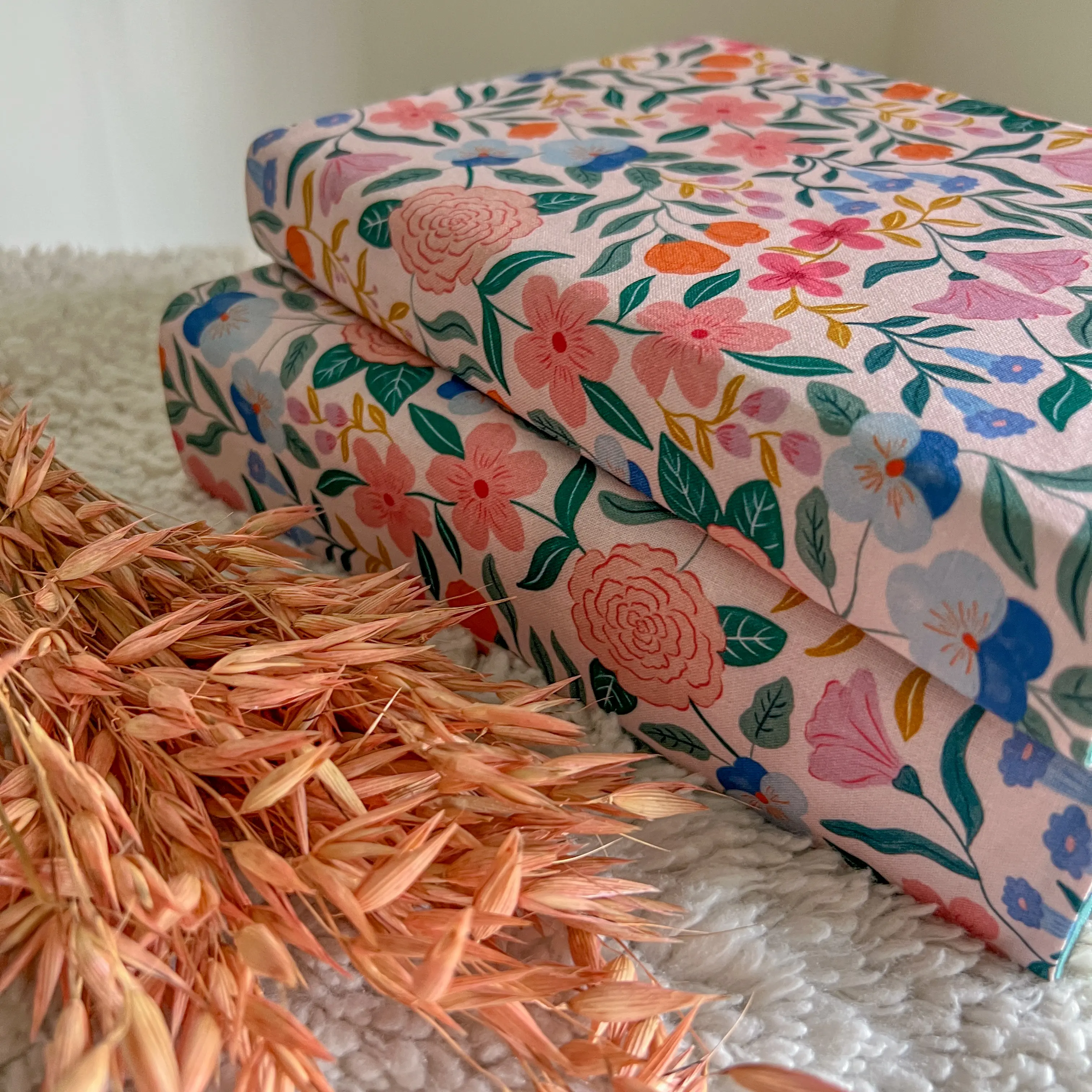 Handmade Fabric Book Cover - Perfect Bloom in Pink