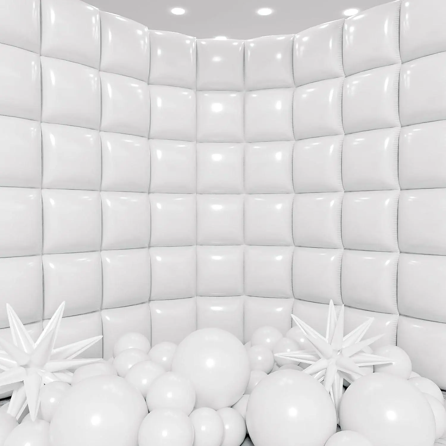 50Pcs White Square Foil Balloons Wall Backdrop With 79Pcs White Balloon Garland Arch Kit, Double Sided Balloon Tunnel For Birthday Anniversary Wedding Engagement Baby Shower Prom Decorations