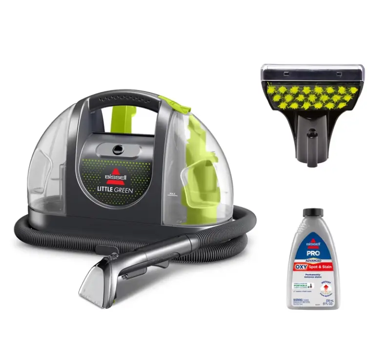 BISSELL Little Green Portable Deep Cleaner, for Carpet, Upholstery, and Auto, Lightweight, Strong Suction, Large Tank Capacity, 3369, Green