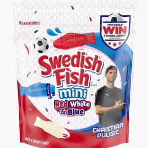 SWEDISH FISH Mini Red, White & Blue Soft & Chewy Gummy Candy, Bulk Candy, 1.8 lb