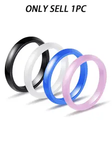 Ceramic Ring Simple Fashion 3mm Inner Outer Arc Light Board, Four Colors Couple Rings, Stylish Jewelry for Couples