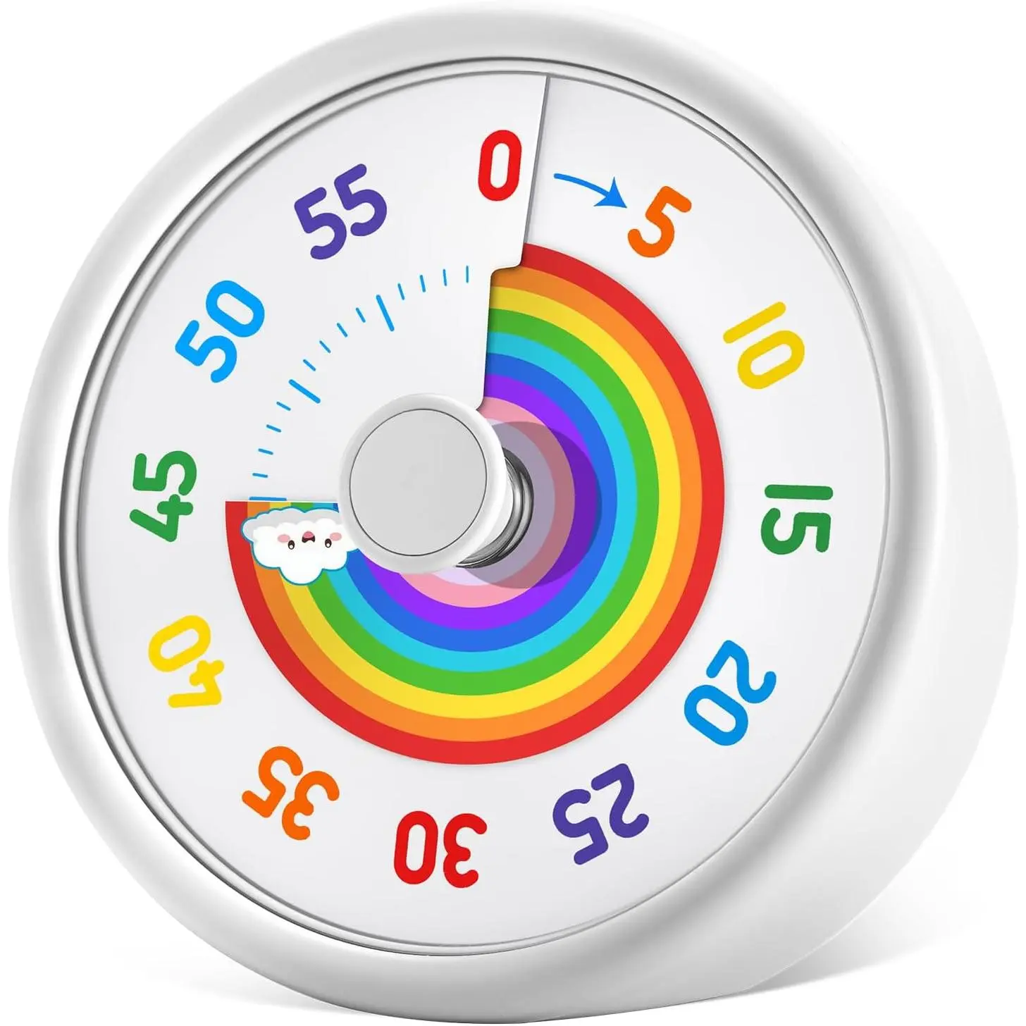 Visual Timer for , 60 Minute Countdown Timers for Classroom Kitchen Office, Rainbow Disk Desk Timer Clock with Silent Operation, Pomodoro Timer Time Management Tools for   White