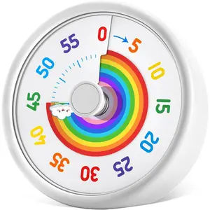 Visual Timer for , 60 Minute Countdown Timers for Classroom Kitchen Office, Rainbow Disk Desk Timer Clock with Silent Operation, Pomodoro Timer Time Management Tools for   White