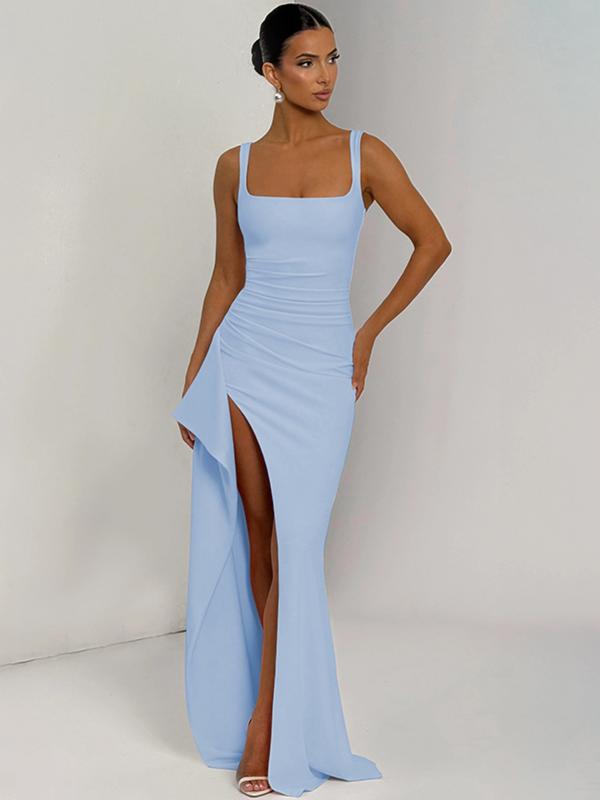 Elegant Sleeveless Solid Color Slim-Fit Party Gown, Women's Sexy Party Club Evening Birthday Bodycon Long Dress Dress, Elegant Fashion Dress