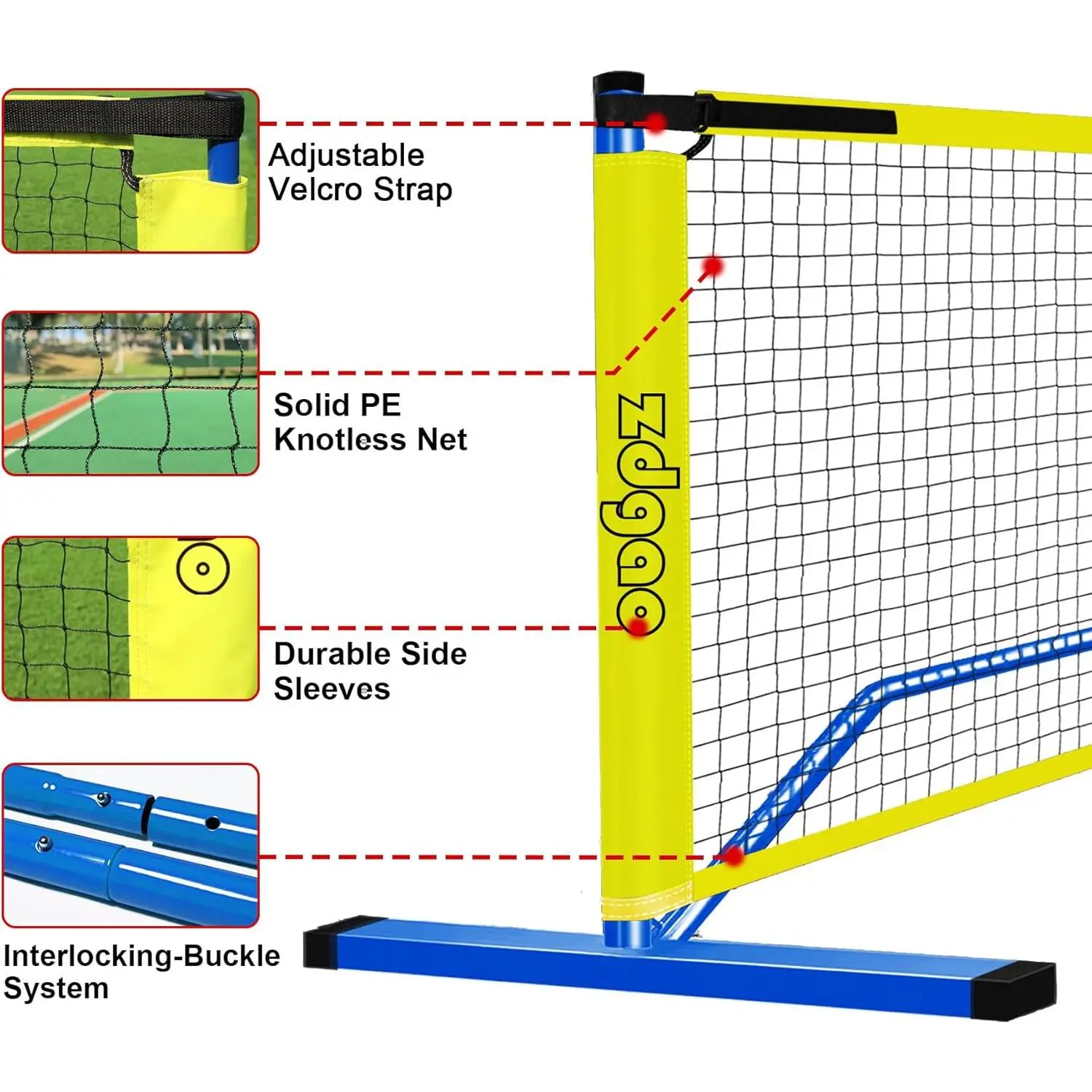 Portable Pickleball Net Set with 22FT & 11FT Sizes, Carry Bag & Balls for Backyard Use