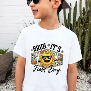 Bruh It's Field Day Let The Games Begin Fun Day Camo T-Shirt Kids Summer Tshirt Boys Girls Field Day Cotton Tee