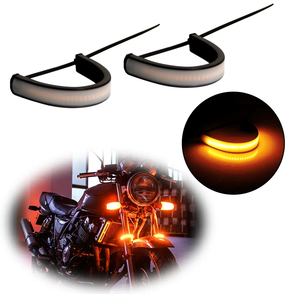 2pcs Universal Super Bright Amber LED Fork Turn Signal Lights Strip For Motorcycle ATV Scooter etc. 2pcs Universal Super Bright Amber LED Fork Turn Signal Lights Strip For Motorcycle ATV Scooter etc.