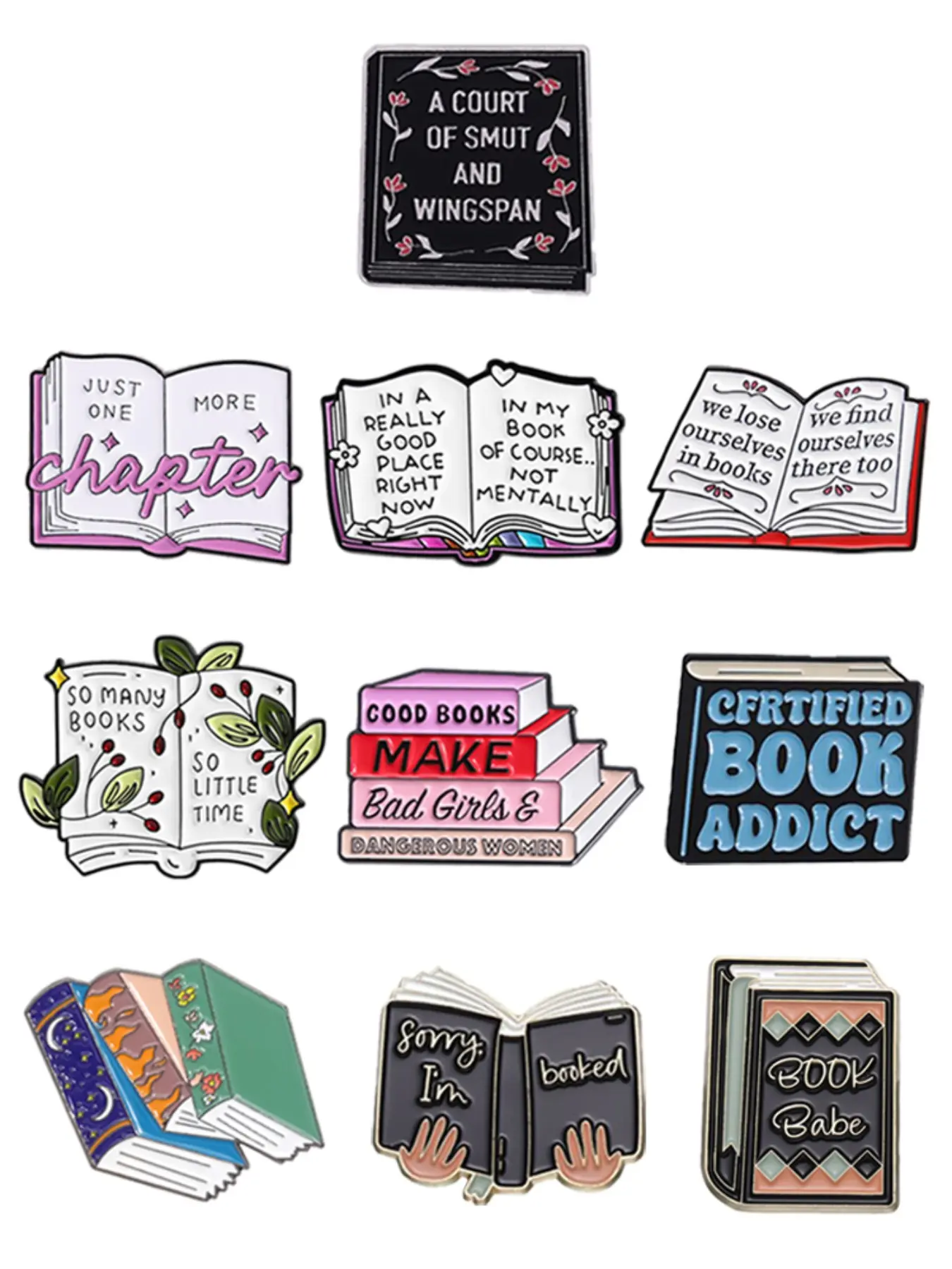 10 Piece Set Personality Book Vintage Enamel Pin Bookworm Reading Lover Alloy Brooches Brooch Clip Lapel Backpack Badge Fashion Jewelry Accessories Gifts for Friends Decor Collectible Pins
