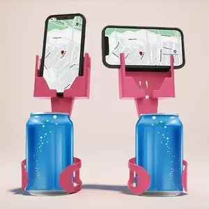 2 Pink Seats Combo - Universal Phone Mount in Pink - Cup Holder Phone Stand - Cell Phone Holder - Made In America Smartphone Car Mount - Cellphone Hacks - Cell Phone Accessories for Car or Truck - Power Cord Access - Round Base Flexes to Fit Cupholder
