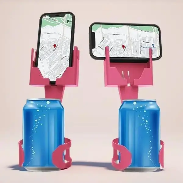 2 Pink Seats Combo - Universal Phone Mount in Pink - Cup Holder Phone Stand - Cell Phone Holder - Made In America Smartphone Car Mount - Cellphone Hacks - Cell Phone Accessories for Car or Truck - Power Cord Access - Round Base Flexes to Fit Cupholder