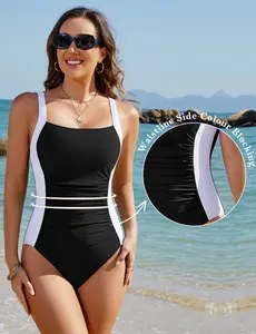 HEEKPEK Women's Colorblock Cut Out One-piece Swimsuit Casual Sexy Swimwear for Beach Holiday Vacation, Ladies Swimsuit for All Seasons #SummerWins SwimWeek