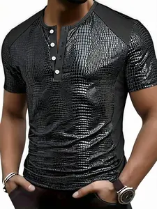 Royalboy Spring New Cool Cotton Patchwork Snake Print Short Sleeve, Fashion Durable Washable Fabric, Perfect for Parties and Events