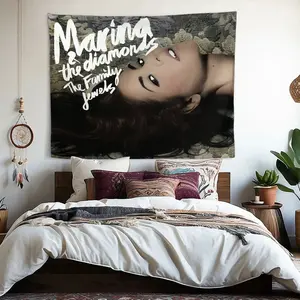 Marina & the Diamonds The Family Jewels A Glimpse into Musical Elegance Tapestry, Suitable for Home, Dormitory, Living Room, Bedroom, Office, Indoor/Outdoor Games, Club Decorations, Ideal Gift, Music Memorabilia |   Durable Album Cover Art Wall Hanging