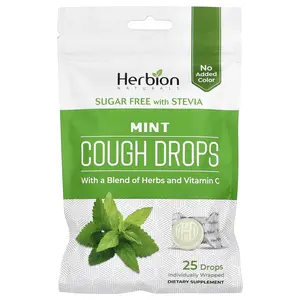 Herbion Naturals Cough Drops, Sugar Free, Mint, 25 Individually Wrapped Drops