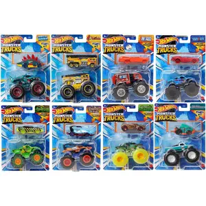 Hot Wheels Monster Trucks with Bonus Vehicles, Bundle of 8, Ages 3+ GRH81-999P