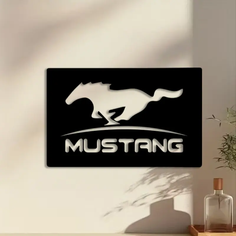 1pc Mustang Metal Wall Art, Mustang Statue Mural, Modern Minimalist Design, Perfect for Garage Wall, Man Cave Wall, Outdoor Wall, Father's Day Decor, Ideal Gift for Car Enthusiasts, Decoration, Waterproof Metal