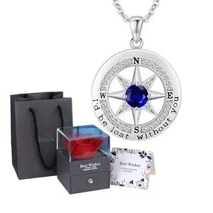 S925 Necklace Gift for Wife |Compass |Women Anniversary |Sterling Silver |Girlfriend Birthday Gifts for Her Valentines |I'd be Lost without You