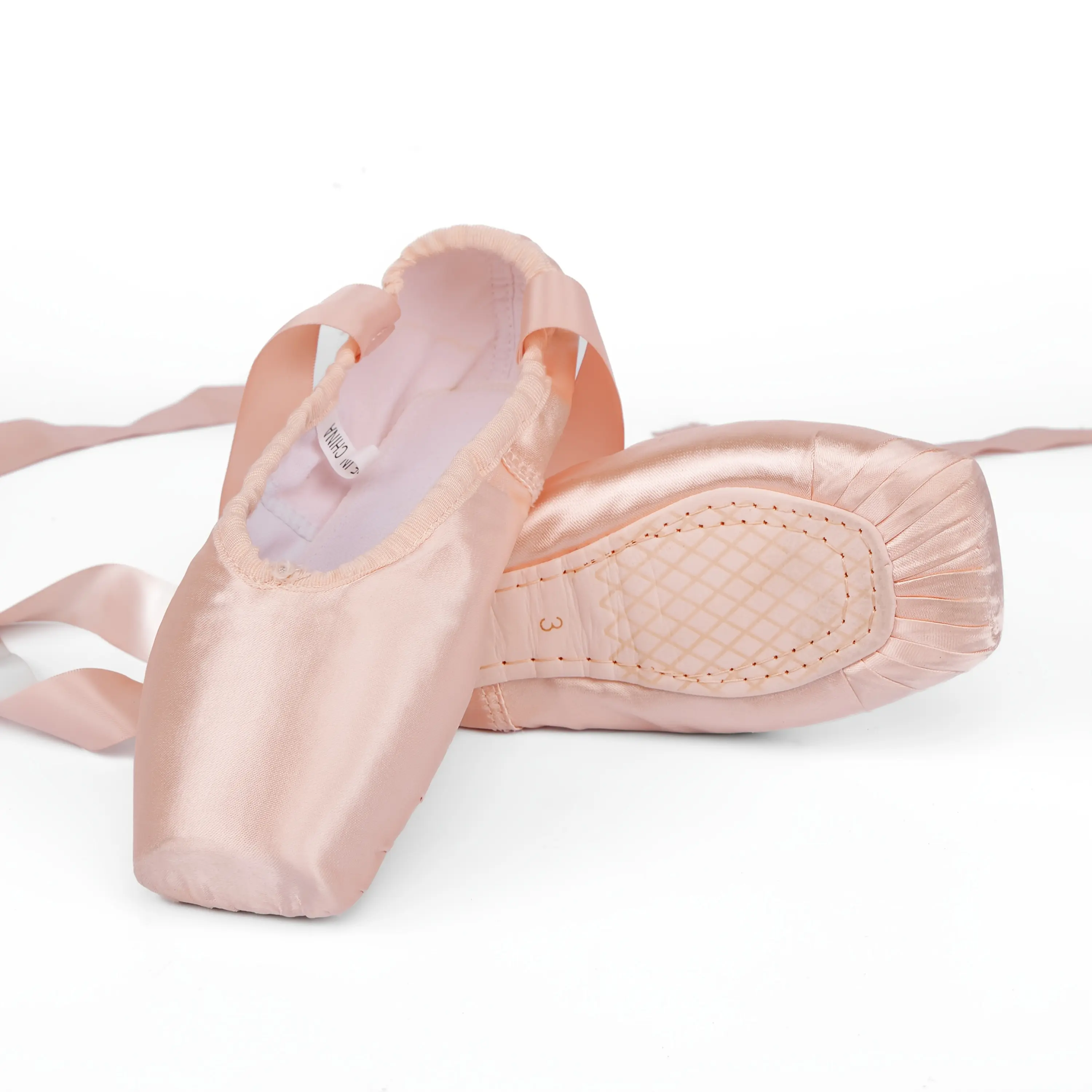 Women's Elegant Satin Ballet Pointe Shoes, Lightweight and Comfortable Ballerina Dance Shoes with Ribbons and Toe Pads, Ballerina Shoes