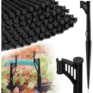 100 count 12.8" Irrigation Drip Support Stakes 1/4 Inch Tubing Hose Holder Adjustable Riser Drip Lines Ground Stakes for  Sprinkler Gardens Irrigation Supplies