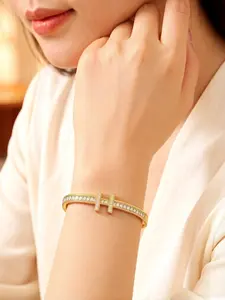 Elegant H Bracelet for Women, Micro-Set Zircon Jewelry, Fashionable Daily Wear, Luxury Style Accessory, Perfect Gift Idea, Fashionable Bangle, Fashion Bracelets