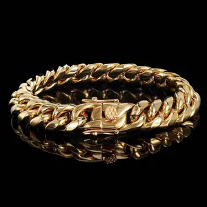 KK Drip Accessories Cuban Link Bracelet for Men and Women - 18K Gold Plated, Hip Hop Jewelry, Miami Chain, Stylish and Durable Stainless Steel Accessory