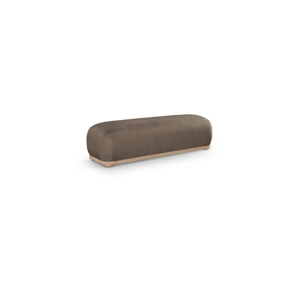 Classic Mid-Century Calum Brown Chenille Fabric Bench with Plush Seat and Solid Wood Frame