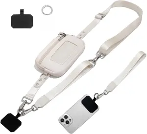 3-in-1 Wallet Phone Lanyard Crossbody, Detachable Cell Phone Shoulder Strap with ID Window & Zipper Pocket, "Clip and Go" Adjustable Wallet Strap for Travel Running Shopping, Mother's Day Gift for Women