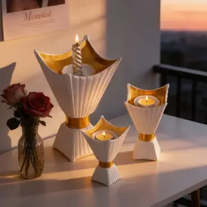 Elegant Resin Crafted Candle Holder, Vintage Candle Stand, Versatile Tea & Pillar Wax Design, Ideal for Living Room Dining Table Festive Decorations