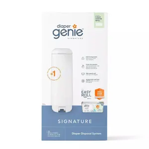 Diaper Genie Signature Diaper Pail Eliminates unpleasant odors, Touch-free lid, Foot-activated lid, Sealing lid prevents odors