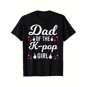 Men's K Pop Dad T Shirt Kean Drama Inspired Dad of the K Pop Girl & K Drama Graphics Black with White & Pink Kean Text Casual Round Neck Sht Sve Tee F K Drama Dads K Pop Fans ISimple Crew Neck Sport T-Shirt Casual Short Sleeve for Running Travel