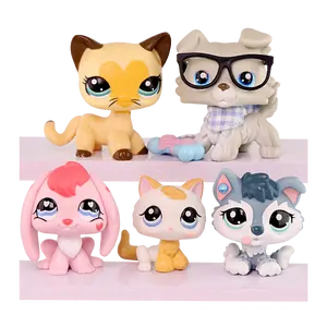Mini figures for Mini Pet Shop  collection, shorthair cat collie bunny kitten husky bobble head for animal collectable kids gift