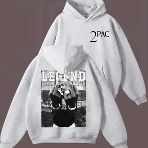 Tupac Shakurr Middle Finger Vintage Style Unisex Hoodie, 90s Hip Hop Legend Graphic T-Shirt, Rap Fan SweatShirt, 2-Sided Print, Full Size Gift for Fans