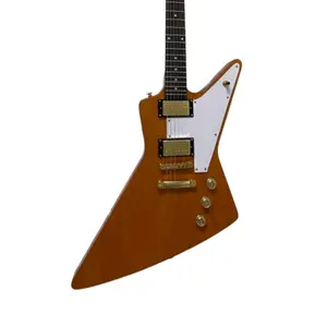Explorer Style Electric Guitar  1958 Vintage Korina Gold Hardware HH Pickups Natural Wood