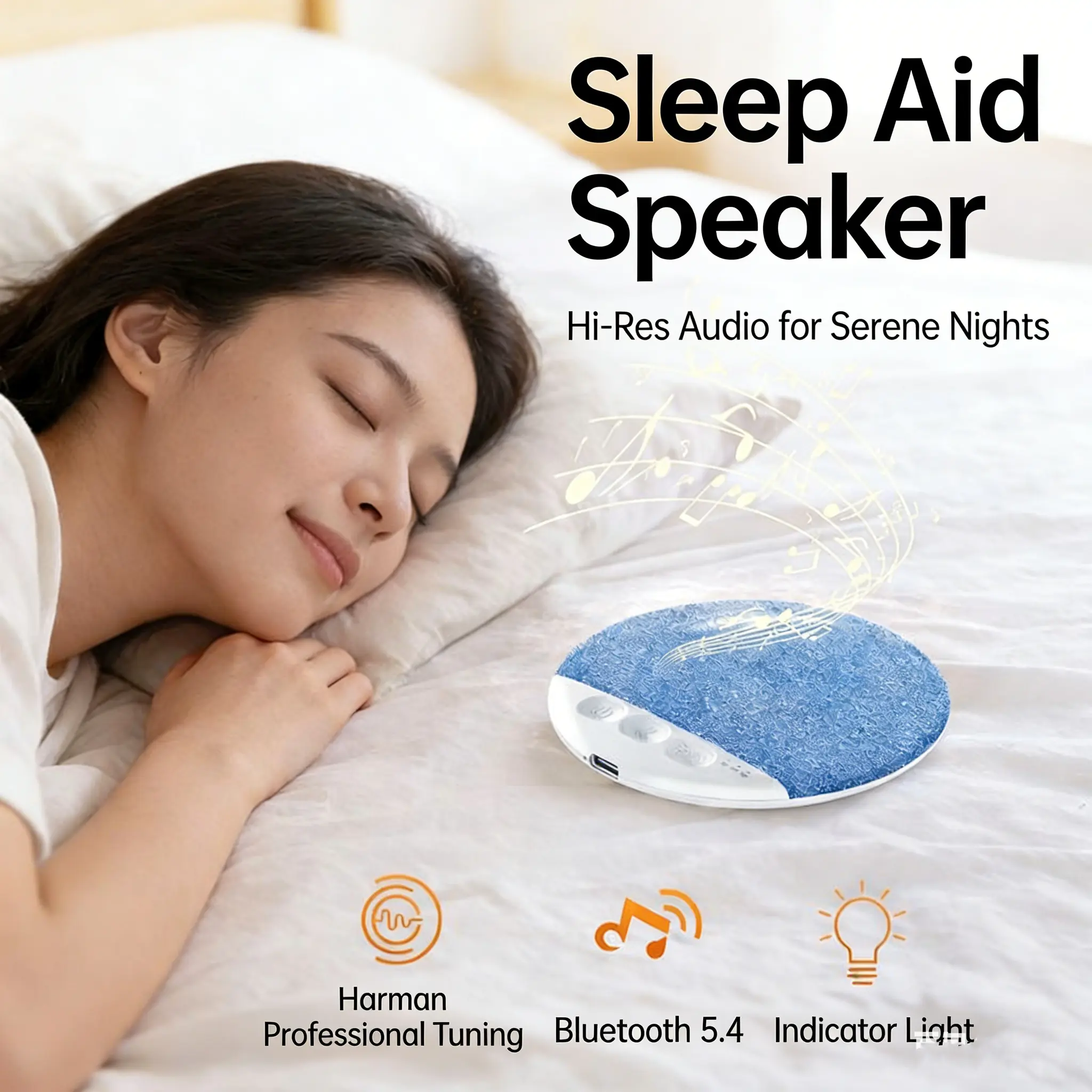 Ultra-Thin Pillow Bluetooth Connectivity Speaker, Portable Wireless BT Audio Device, Compact Design for Better Sleep, No Earbuds Needed, Wireless Bt Speaker