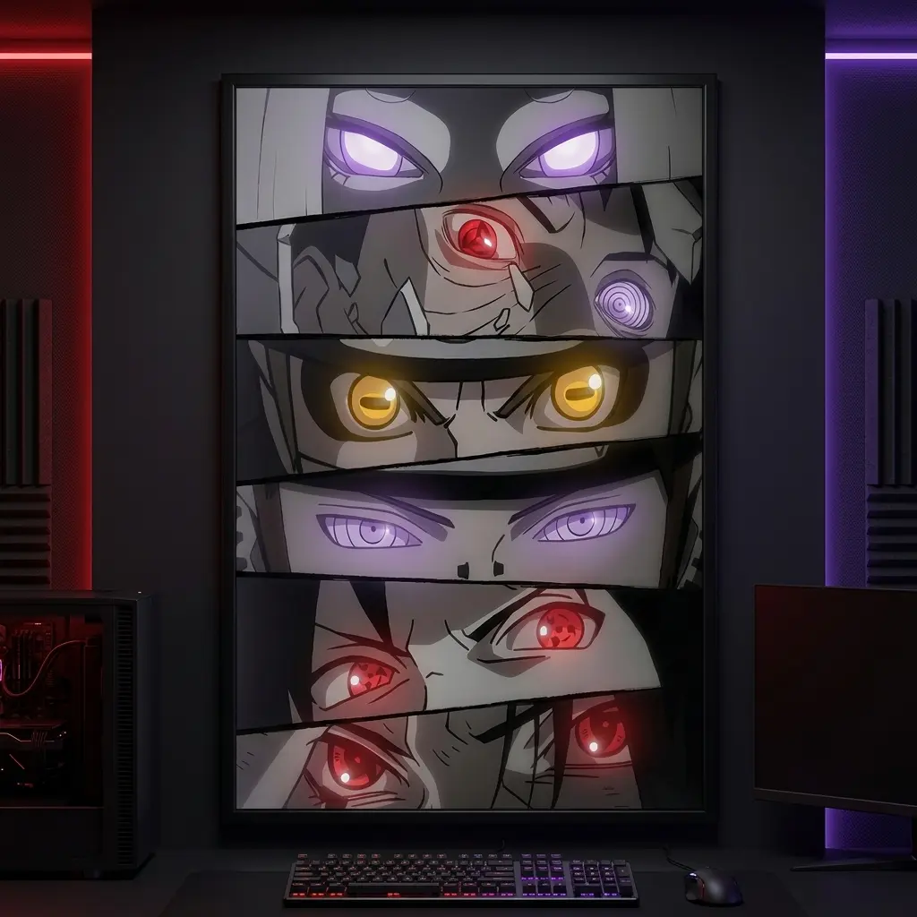 Naruto Six Paths Sage Mode & Uchiha Clan Eyes Poster Sasuke Itachi Obito Pain Rinnegan Sharingan Manga Panel Wall Art Print Japanese Anime Room Decor Merchandise Aesthetic Fans Gift
