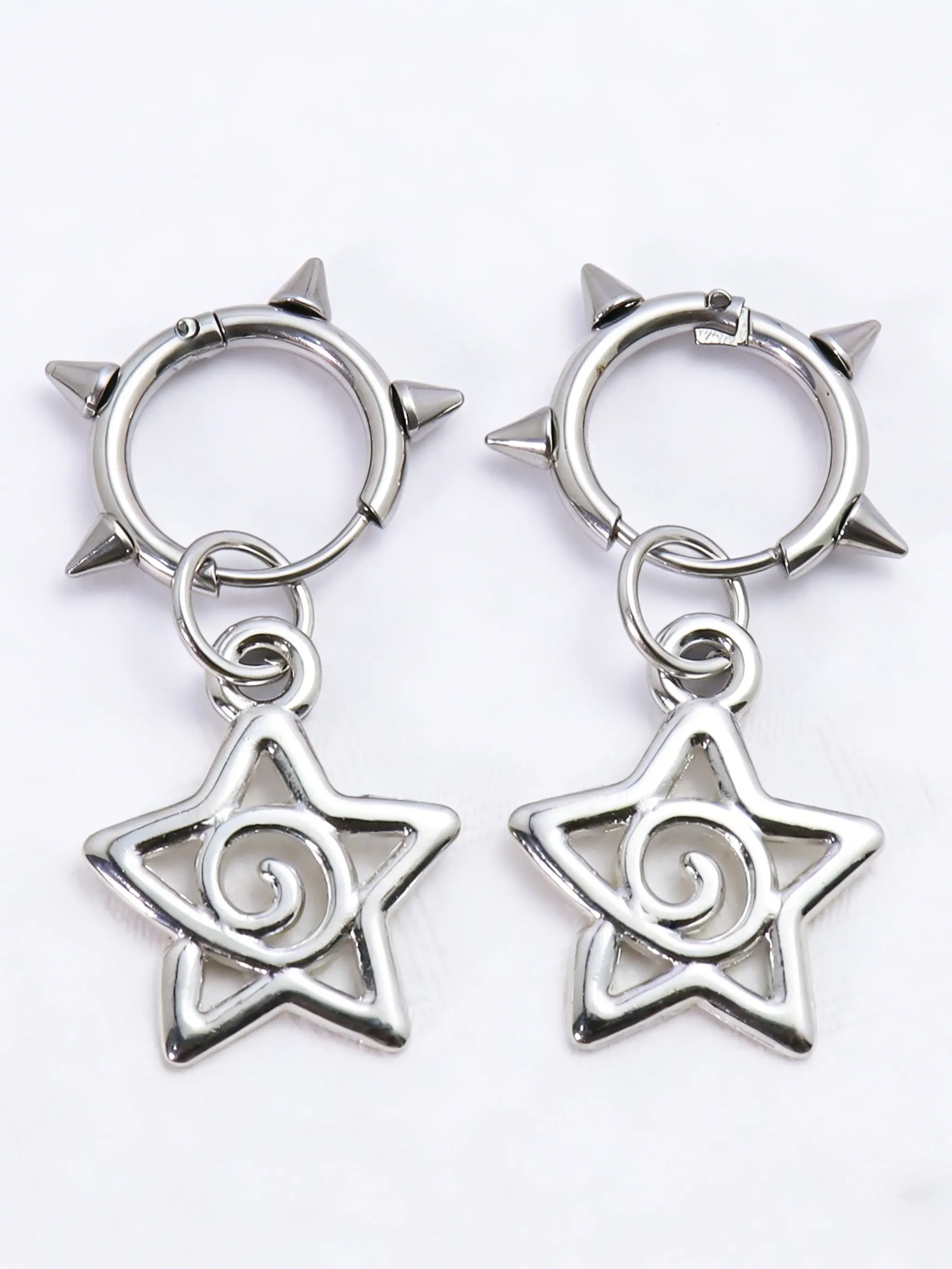 Punk Hiphop Spiral Vortex Star Earrings Spiky Earrings Cool Charms Party Earrings Women Men Goth Y2K Accessories Grunge Jewelry Punk Style Earrings