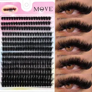 280 PCS D Curl 3D Volume DIY Individual Cluster Lashes, Fluffy Eyelash Clusters, 8-16mm Mixed Length Fluffy Eyelash Extensions, Reusable & Beginner-Friendly, Easy To Apply, Valentine's Day Gift For Her