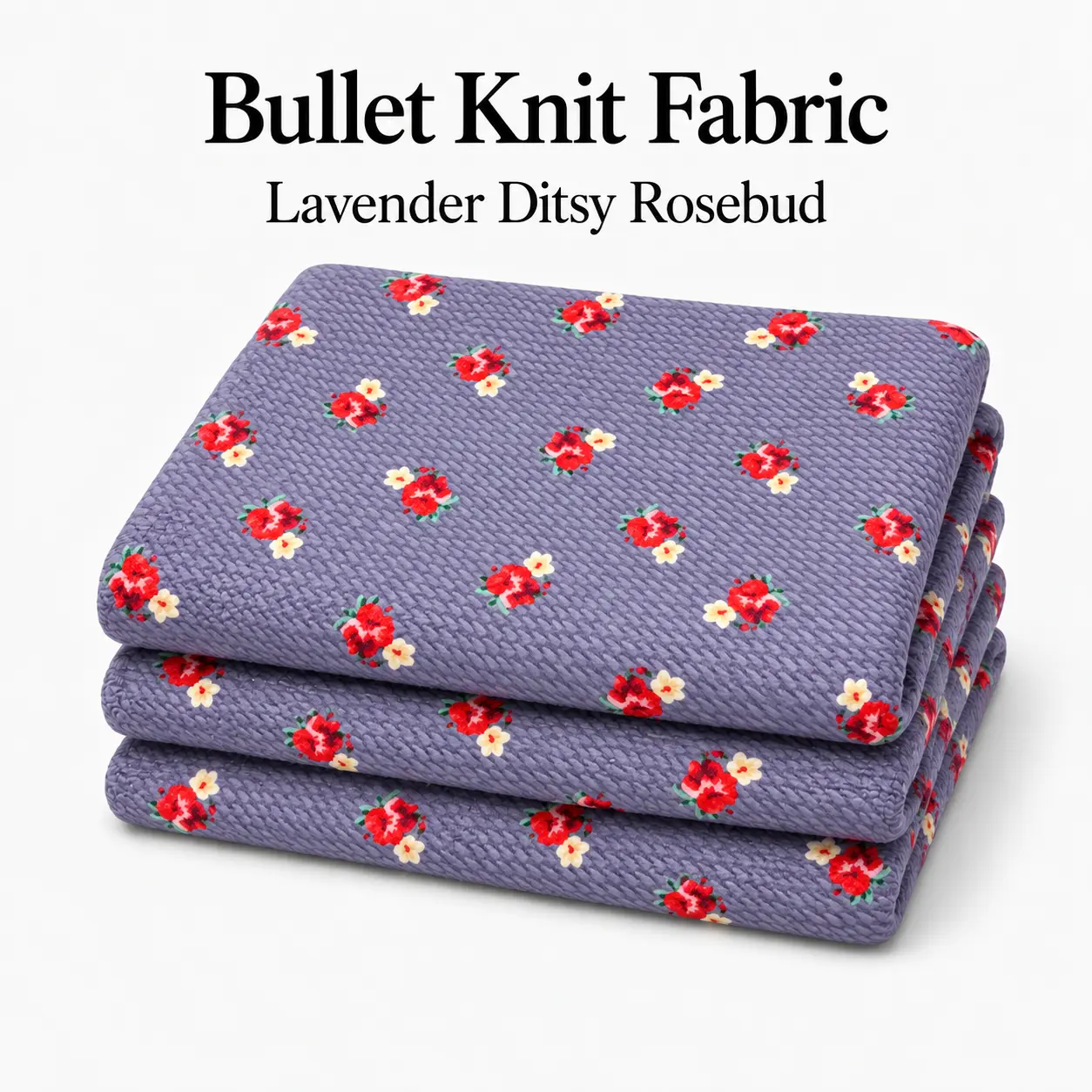 Lavender Mini Rosebud Bullet Knit Fabric, Textured 4-Way Stretch, 96% Polyester 4% Spandex, 200 GSM, Sold by the Yard