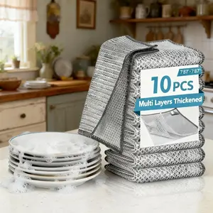 10-Pack 20-Pack Non-Scratch  Cleaning Rags Double-Layer Reusable Mesh Dishcloths Washable for Pans, Sinks & Dishes Clean tool Stain Resistant Steel multipurpose wire