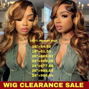 [Hot] 13X4 Lace Balayage Highlight Honey Brown Body Wave Wig Human Hair Full HD Lace Front Pre Plucked Hairline and Bleached Knots Affordable Wigs For Black Women, Body Waves, 100% Virgin