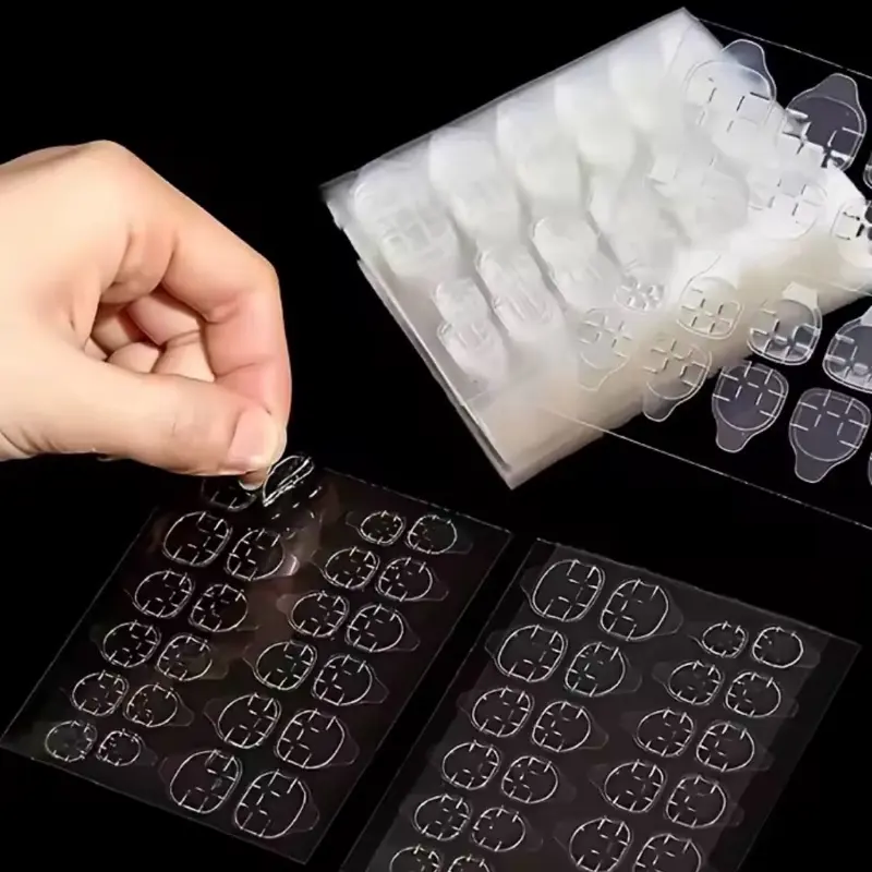 10 Sheets Waterproof Breathable Jelly Double Sided Nail Adhesives,Press on Nails Sticky Tabs Nail Glue Sticker